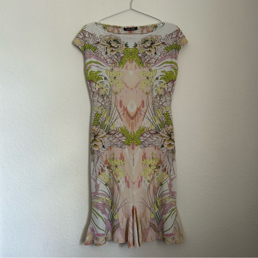 Roberto Cavalli Multicolor Floral Midi Dress